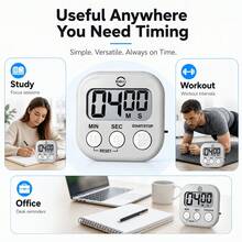 2pcs Digital Electronic Timer Set, High-Definition LCD Large Number Display, Sensitive Buttons Easy To Operate, Counting And Countdown Function, Magnetic Mount, Practical Timing Tool For Baking, Cooking, Laboratory, Office, Study, Sports Training - A - View 6