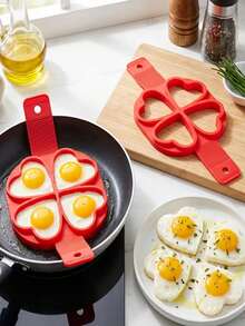 2pcs 4-Hole Heart-Shaped - Silicone Egg Poacher - Red Egg Making Tray - Non-Stick Cooking Tool - Suitable For Pancakes, Sandwiches, Breakfast - Multicolor - View 12