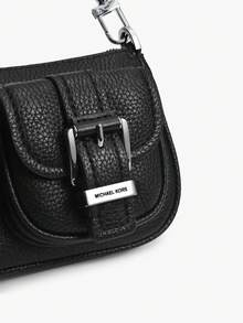 Michael Kors Women's MK Zoe Small Pebbled Shoulder Bag,Classic Retro Handbag Purse,Stylish Zip Hobo Bag For Shopping,Party - Black - View 10