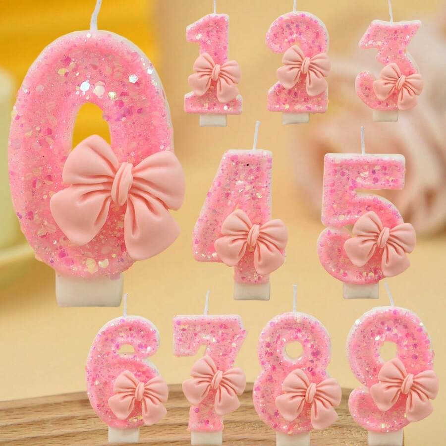 FIFA Bowknot Decor Atmospheric Candles, Birthday Party Celebration Decoration, Exquisite Design Atmosphere Accent, Also Suitable For Anniversary Theme Arrangement, Birthday Ceremony Decor, Gift Party Atmosphere Decoration Props - Multicolor - View 1