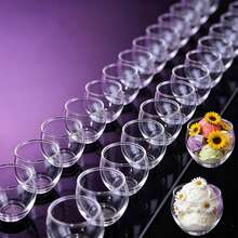 80/40/30/20/10/1pc Transparent Round Dessert Cups, Thickened Pudding Cups For Home Use, Jelly Mousse Cups, Suitable For Dessert Portioning, Party, Banquet, Afternoon Tea, Snack, Yogurt, Ice Cream Containers, Gathering, Street Stall, Baking Small Containers - Clear - View 2