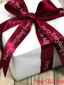 Personalized Gift Wrapping Ribbon, Custom Name Text Satin Ribbon, DIY Christmas Wedding Birthday Present Packaging Decoration Supplies - Multicolor - View 4