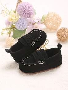 Newborn Shoes Classic Leather Soft Sole Anti-Slip Toddler Walking Shoes, Suitable For Boys And Girls - Black - View 2