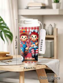 1pc/5pcs 500ml Halloween Vintage Doll Travel Mug, Double-Wall Stainless Steel Insulated Cup For Iced Coffee, Oat Milk, Cute Vintage Doll Couple & Plaid Print, Daily Use Insulated Cup, Birthday Gift For Son/Daughter, Holiday Gift - Multi-color - Plush Toy - View 12