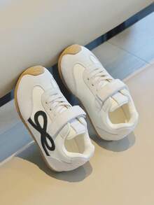 Girls' Sports Shoes With Bow Pattern, Soft Sole Kids' Casual Sneakers, Style - Beige - View 2