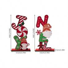 1pc Christmas Wooden Ornament, Gingerbread Man Candy Wooden Letter Decoration, Suitable For Home, Office Desk, Holiday Decor, Christmas - A - View 2