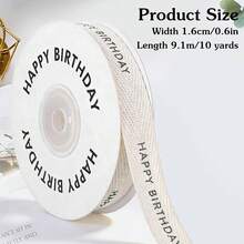 生日快樂緞帶 5/8" X 10碼 天然斜紋人字紋 手作禮品包裝緞帶 手工藝用品 節日派對禮品包裝緞帶 - 多款式 - 查看 5