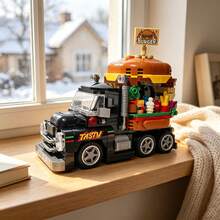 Street Scene Food Truck Building Block Model, Built-In Miniature Working Scene, Detailed Realistic Restaurant Scene Display, Exquisite Desktop Ornament Bedroom Decor, 3D Adult Stress Relief Assembly Toy, Christmas Gift, 400+PCS - Multicolor - View 8
