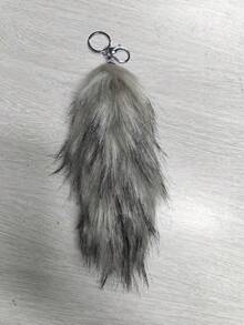 1pc Fox Tail Plush Keychain Pendant, Bag Charm, Car Key Ring, Tail Shape, Suitable For Keychains, Bags, Car Decor, Backpacks, Car Key Ring Pendant, Perfect For Winter, Halloween, Christmas - Multicolor - View 5
