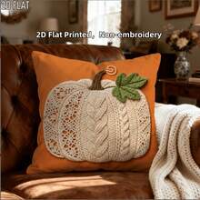 1PC 2D Print Pillow Cover Knitted Pumpkin Pattern Orange Boho Farmhouse Autumn Decorative Throw Pillow Sofa Couch Home Decor - Multicolor - View 9