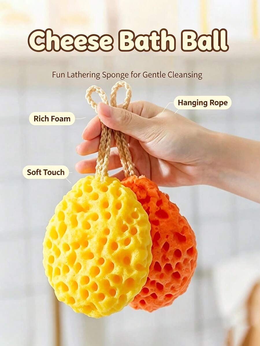 Honeycomb Bath Sponge Ball, Soft Skin‑Friendly Shower Loofah, Durable No‑Falling‑Apart Bath Mesh Sponge, Cute Kid‑Friendly Bath Ball For Body Exfoliating, Rich Lather Foaming Bath Puff With Hanging Rope, Reusable Household Bath Accessory - Multicolor - View 1