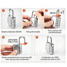 Heavy‑Duty 4 Number Code Padlock, Resettable Password Lock For Gym Locker & Travel Luggage - Thickened Upgraded Version - View 4