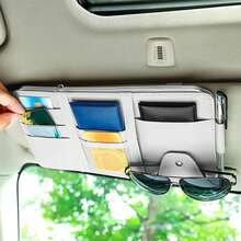 Fashionable Car Sun Visor Storage Bag With Zipper Pocket, Maximizes Space, Perfect For Storing Fashion Glasses And Eyeglasses, Car Interior Accessory - A - View 7