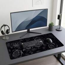 Black Rose Pattern Mouse Pad, Artistic Design Style, Large Desk Mat, Natural Non-Slip Rubber Base, Suitable For Work, Gaming, Office, Home, Women Friends, Back To School Gift, Gaming Mouse Pad, Desktop Accessories, Office Supplies, Desktop Decoration - A - View 3