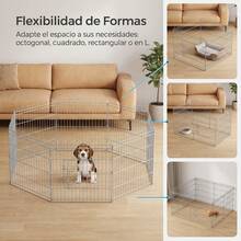 Feandrea Dog And Rabbit Playpen, Foldable Pet Park - Grey - View 3