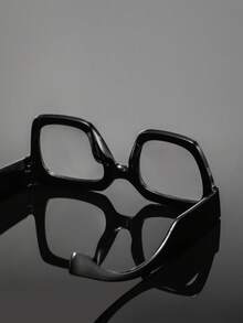 1 Pair Men's Thick Frame Large Square Non-Prescription Glasses, Personalized Bold Minimalist Steady Fashion Eyewear, Suitable For Street Style, Daily Commute, And Gathering With Friends - Clear - View 8