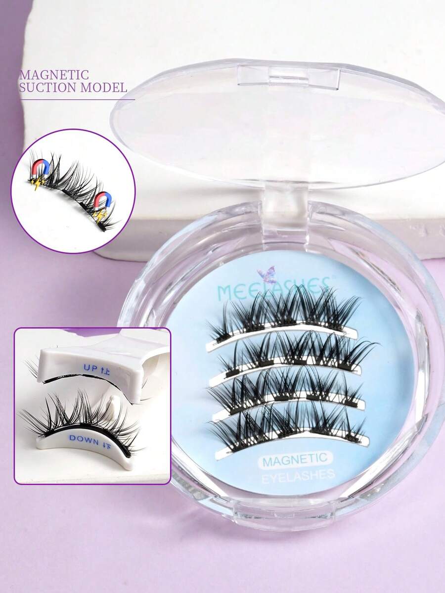 Segmented Magnetic False Eyelashes, Fox-Style Upturned Tapered Tips, Shaped Arc, Long-Lasting - View 1
