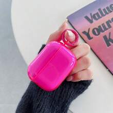 Translucent Rose Red Anti-Drop Earphone Case Compatible With Apple 1/2/3/4 Generation Pro2 Rose Red Round Buckle - Multicolor - View 1