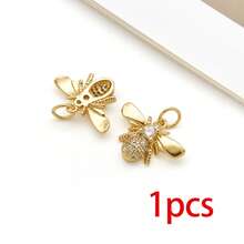 1pc 18K Golden Plated Insect Pendants Crystal Paved Dragonfly Bee Butterfly Enamel Charms For DIY Bracelet Necklace Jewelry Making Findings - Multicolor - View 15