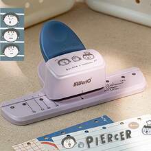 1pc New Creative Multi-Purpose 3-Hole Puncher With Ruler, 4mm Hole Diameter, 19mm Hole Spacing, Can Punch 8 Sheets Of Paper At Once, Suitable For Standard M5-5 Hole, A5-6 Hole, A7-6 Hole, A7 Pocket-6 Hole Sizes And Various DIY Inner Page 3, 6, 9 Hole Punching Binding - A - View 9