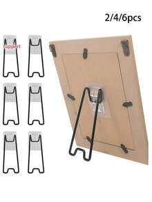 2pcs Set (Stand + Self-Adhesive Transparent Patch) Picture Frame Stand - Self-Adhesive Adjustable Display Rack, Suitable For Artwork, Photos, Home Decor And Exhibition, Minimalist Design, Stable Structure - Multicolor - View 1