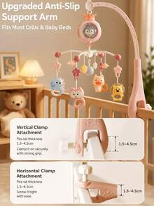 Remote Control Baby Crib Mobile With Projection, Rotating Educational Hanging Bell Toy, Suitable For 0-6 Months Newborn Early Learning, Baby Supplies, Sensory Toy, Baby Rattle, Baby Crib Mobile, Baby Toy, Newborn Essentials, Newborn Essentials, Baby Essentials - Multicolor - View 3