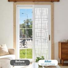 Window Privacy Film, Frosted Cross Window Cling, 17.5″ X 78.7″ Removable Frosting Glass Film, Static Cling Day Night Privacy, Block UV & Heat Control, Decorative Covering For Home Bathroom - 1PC - View 5
