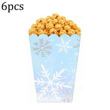 5pcs/6pcs/16pcs/Set Winter Snowflake Popcorn Boxes, Blue Paper Snack Candy Gift Boxes, Ice And Snow Theme Birthday Party Favors And Decorations - Multicolor - View 10