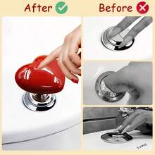 4pcs Heart-Shaped Toilet Flush Buttons, Plastic Painted Finish, Zinc Alloy Metal Material, Easy-Press Water Tank Lever, Includes Multiple Components, Bathroom Accessory Suitable For Long Nail Friends - A - View 3