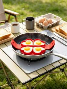 2pcs 4-Hole Heart-Shaped - Silicone Egg Poacher - Red Egg Making Tray - Non-Stick Cooking Tool - Suitable For Pancakes, Sandwiches, Breakfast - Multicolor - View 9