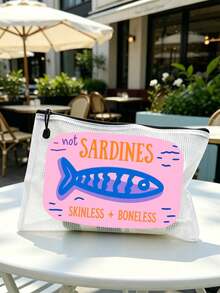 Antique Sardine Waterproof Fashionable Beach Bag, Cartoon Rainbow Trout Pattern, Large Capacity Transparent Cosmetic Bag With Nylon Zipper - Lightweight, Very Suitable For Swimming, Beach, Cosmetics, Gifts For Friends - Multicolor - View 6
