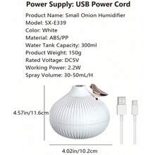 1pc Portable Air Humidifier, 300ml Water Capacity, 2-In-1 Function With LED Night Light, 3 Adjustable Brightness Levels, USB Powered, Suitable For Office Environment, USB Atomizer, Suitable For Valentine's Day Gift, Birthday Gift, Graduation Gift, Office Aromatherapy Humidifier. - Mist - View 4