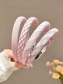 6pcs Women's Colorful Plaid Small Hair Hoops, 2026 New Style Versatile Girls' Hair Clips, Summer Premium Headbands - Multicolor - View 10