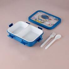 Stainless Steel Bento Lunch Box, 850ml Portable Food Container With Fork And Spoon, Microwave And Refrigerator Available, Unicorn Dinosaur Astronaut Pattern, School Office Picnic Commuting Lunch Box, Reusable Food Storage Box - Multicolor - View 13