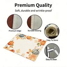 1/4/6pcs Autumn Series Border Pumpkin & Autumn Leaf Pattern Printed Placemats, Heat-Resistant Table Mats For Home Kitchen/Kitchen Table Protection, Party Scene Decor - Multicolor - View 8