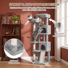 HaluPeit Multi-Tiered Cat Tree Suitable For Corners, Perfect For Small Apartments And Multi-Cat Households. - Light Grey - View 2
