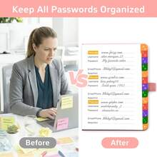 Hard Cover Password Organizer Notebook With Letter Tabs, 6.1x4.72 Inch B6 Size Website Login Username And Password Record Book For Home And Elderly Security Organization - B6 - View 10
