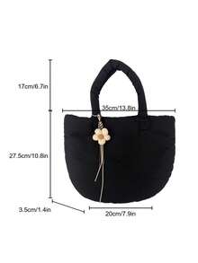 2026 Winter Fashion New Soft Lightweight Versatile Cartoon Pendant Padded Large Capacity Portable Shoulder Crossbody Bag - Black - View 3