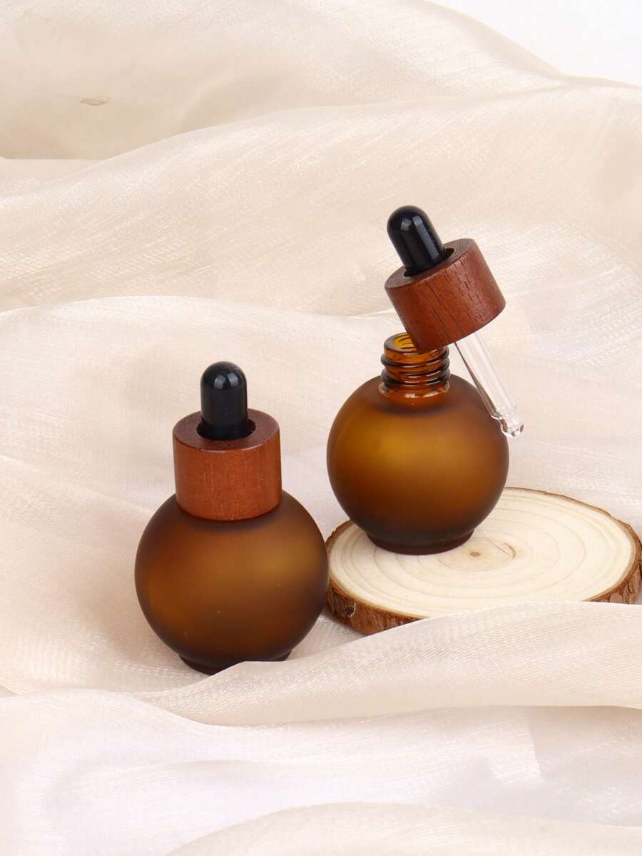 30ML Amber Frosted Glass Dropper Bottle, UV Proof And Blackout Essential Oil Storage Bottle, Free Funnel, Cosmetics Liquid Travel Container, Leak Proof Sealed, Reusable Portable Sample Bottle Very Suitable For Travel And Family Use - Multicolor - View 1
