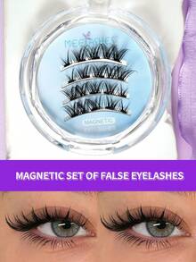 Segmented Magnetic False Eyelashes, Fox-Style Upturned Tapered Tips, Shaped Arc, Long-Lasting - View 5
