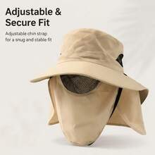 Men's Summer Wide Brim Bucket Hat, UV Protection Face Sun Hat, Outdoor Fishing Travel Sun Protection Hat - B Khaki - View 5