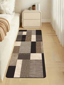 1pc Vintage Faux Wood Grain Square Geometric Patchwork Floor Mat, 3.5mm Thick Cuttable Cushioned Anti-Fatigue, Kitchen Anti-Slip Mat, Kitchen Rug, Bathroom Toilet Mat, Hallway Carpet, Entryway Living Room, Outdoor Doormat - Multicolor - View 8