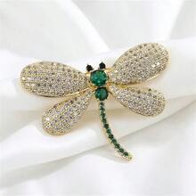High-End Exquisite Rhinestone Dragonfly Brooch Luxury Niche Suit Lapel Pin Design Brooch Collar Pin Anti-Exposure Accessory - one-size - View 7