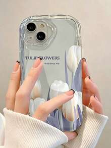 Tulip Apple 13 手機殼 11 新款奶油色 14 Pro 全包覆 12 Pro Max 防震透明 XS 軟殼 78P - 白色 - 查看 1