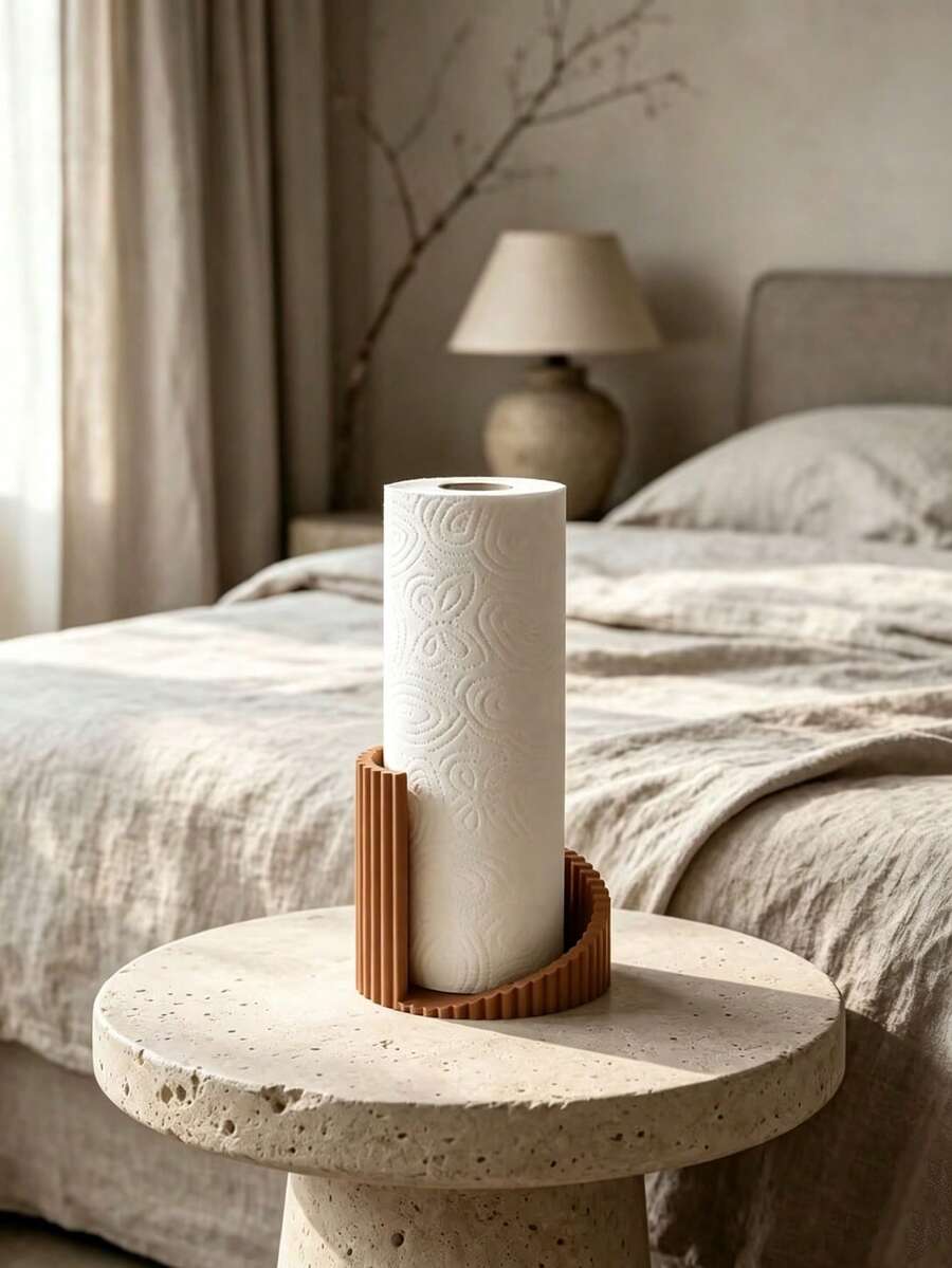 Curved Wavy Vertical Paper Towel Holder, No Assembly Desktop Roll Paper Storage Rack, Kitchen Countertop Dining Table Coffee Bar Decorative Paper Towel Holder, Home Decor - Multicolor - View 1