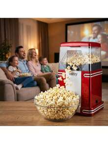 CAMRY Popcorn Maker, Popcorn Machine, Popcorn Popper, Hot Air Popcorn Popper - Retro 1950s Diner Design, 1200W, Oil-Free, Transparent Body, Anti-Slip Feet, Overheat Protection, Red - EU E Type Plug(220-240V) - View 5