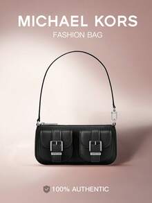 Michael Kors Women's MK Zoe Small Pebbled Shoulder Bag,Classic Retro Handbag Purse,Stylish Zip Hobo Bag For Shopping,Party - Black - View 2