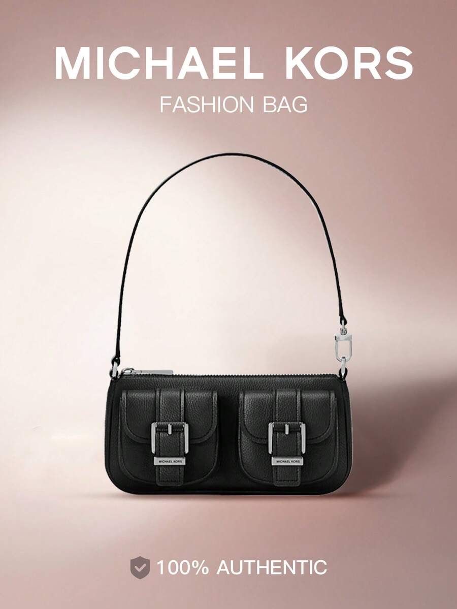 Michael Kors Women's MK Zoe Small Pebbled Shoulder Bag,Classic Retro Handbag Purse,Stylish Zip Hobo Bag For Shopping,Party