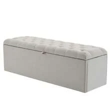 Upholstered Bed,King Size Bed,With Hydraulic Lever, Functional Storage Bed, Rivet Decoration, Without Mattress, Linen - LIGHT GREY + Linen - View 7