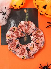Halloween Elastic Fabric Printed Large Scrunchie Hair Accessory - Multicolor - View 8